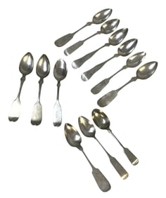 12 ANTIQUE AMERICAN COIN SILVER SPOONS