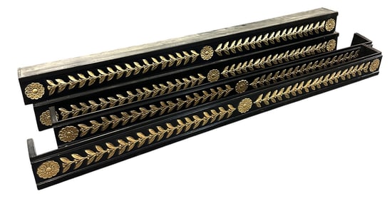 4 FRENCH DIRECTOIRE EBONIZED & GILT VALANCES