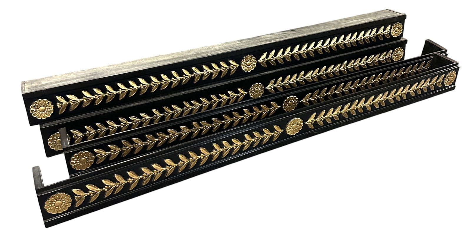 4 FRENCH DIRECTOIRE EBONIZED & GILT VALANCES (1 of 5)