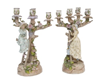 ERNST BOHNE & SOHNE RUDOLSTADT FIGURAL CANDLESTICKS
