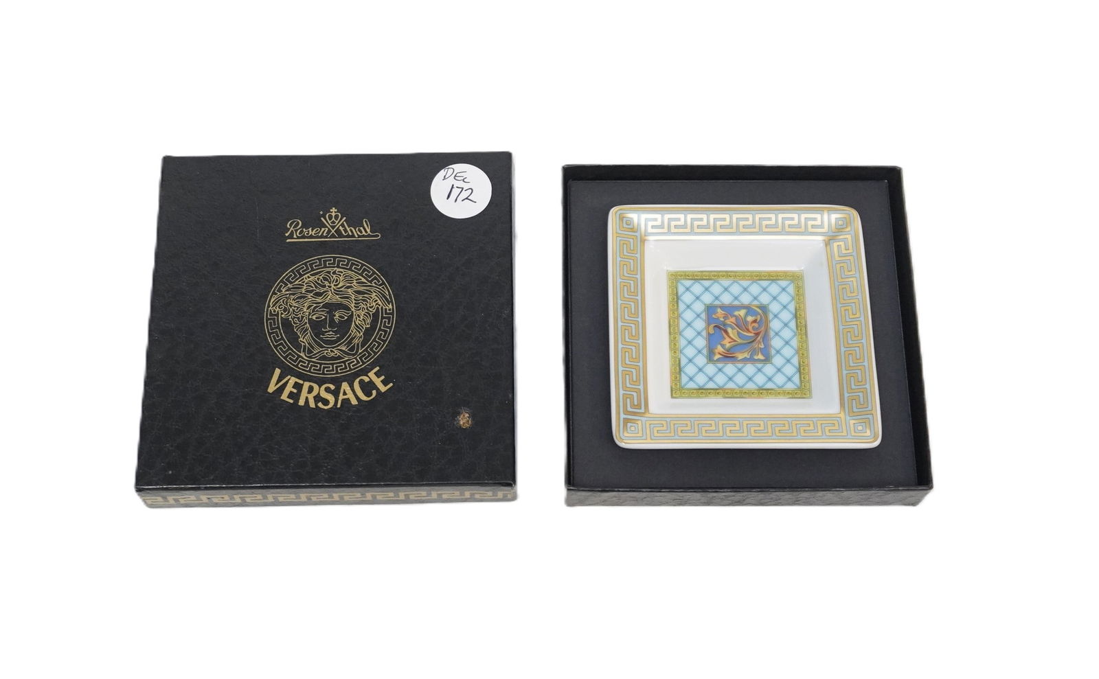 VERSACE RUSSIAN DREAM TRINKET DISH: Versace Rosenthal Russian Dream Trinket Dish in the Original Box. Box measures 4.35"x4.25"x1". Weight 5 oz. **In house shipping available on this lot**