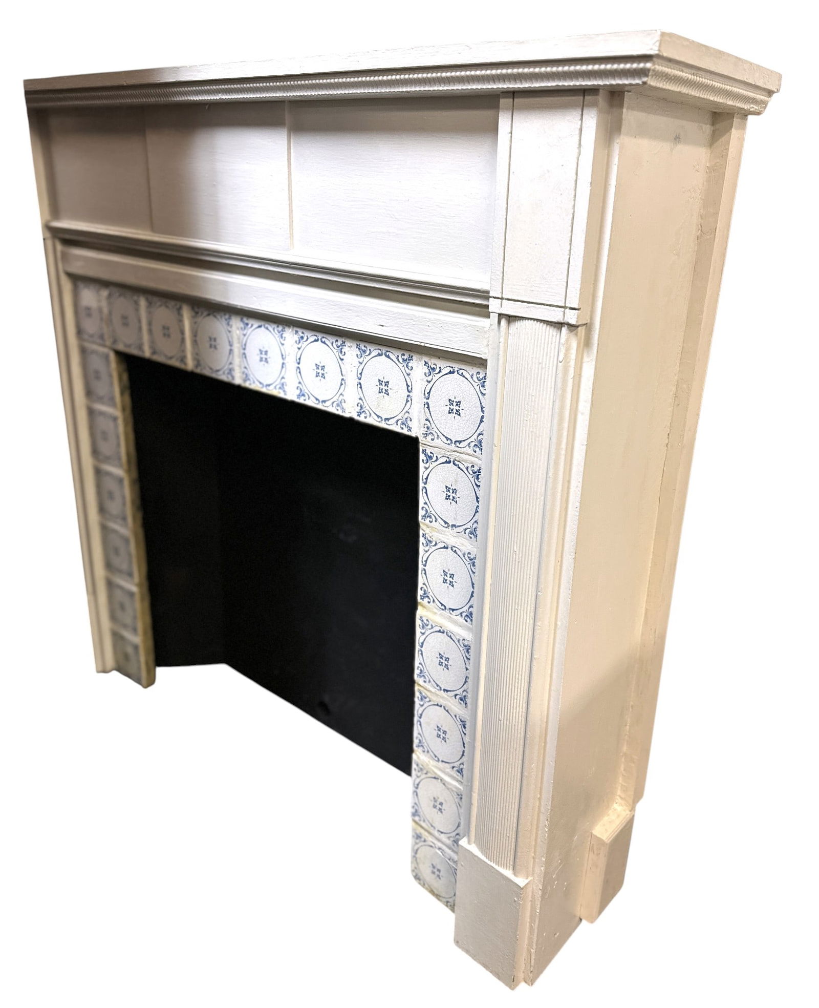 ANTIQUE FIREPLACE MANTLE SURROUND W DELFT TILE (1 of 3)