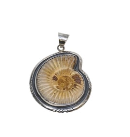 DESIGNER CHARLES ALBERT STERLING SILVER AMMONITE PENDANT