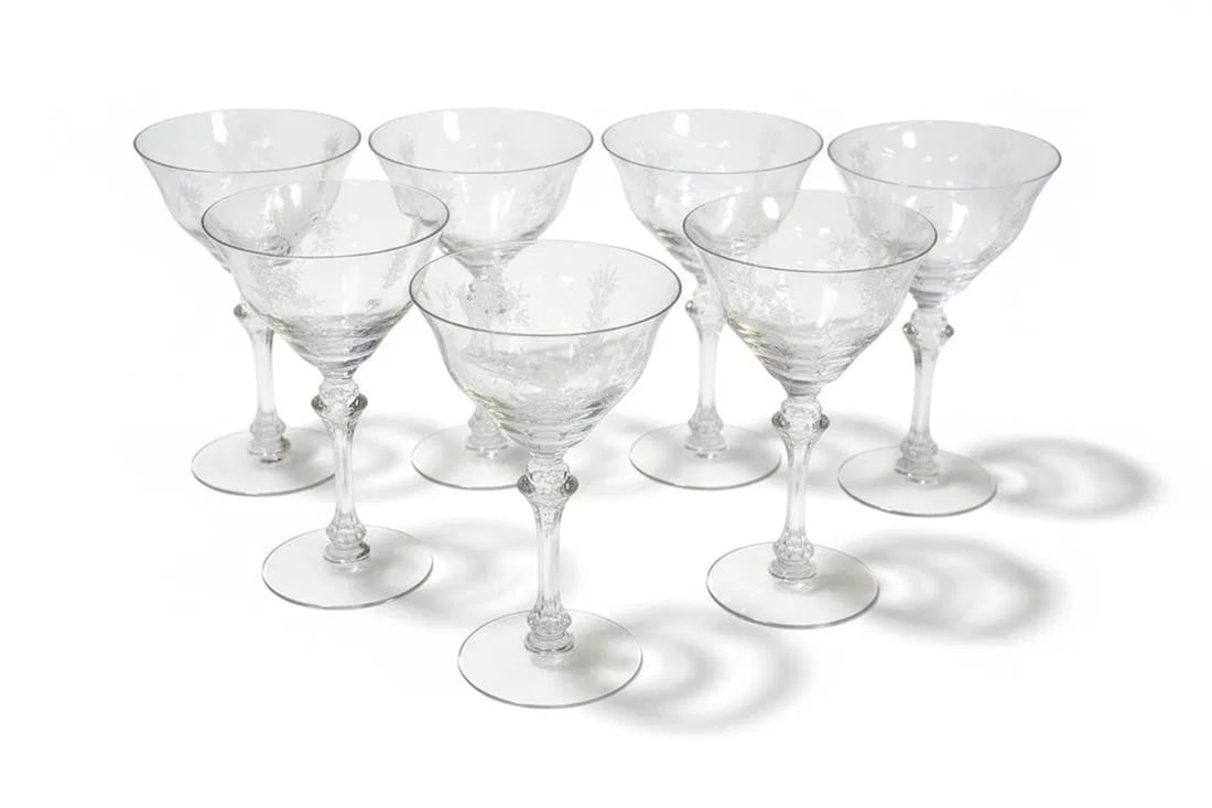 7 TIFFIN PERSIAN PHEASANT CHAMPAGNE GLASSES (1 of 1)