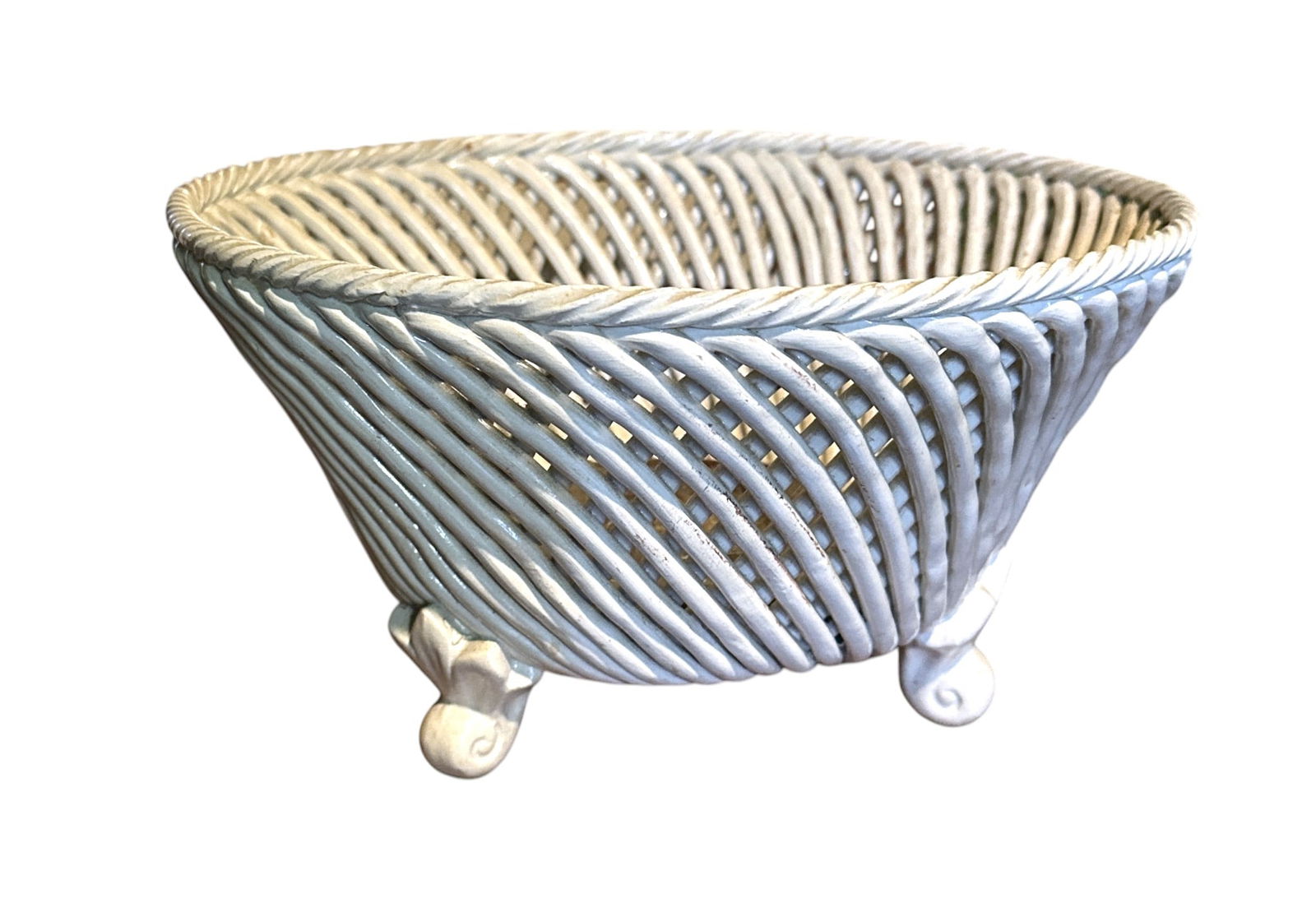 VINTAGE ITALIAN PORCELAIN BASKET WEAVE CACHEPOT (1 of 1)