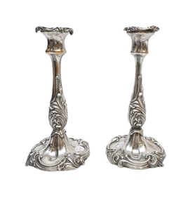 ANTIQUE JAMES DIXON & SONS VICTORIAN ENGLISH CANDLESTICKS