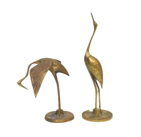 PAIR OF MID CENTURY BRASS CRANES