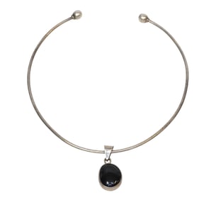 MEXICAN 925 STERLING SILVER BLACK ONYX NECKLACE