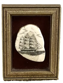 FRAMED NAUTICAL SCRIMSHAW ART