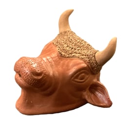 LARGE TERRACOTTA HANDCRAFTED COW WALL POT