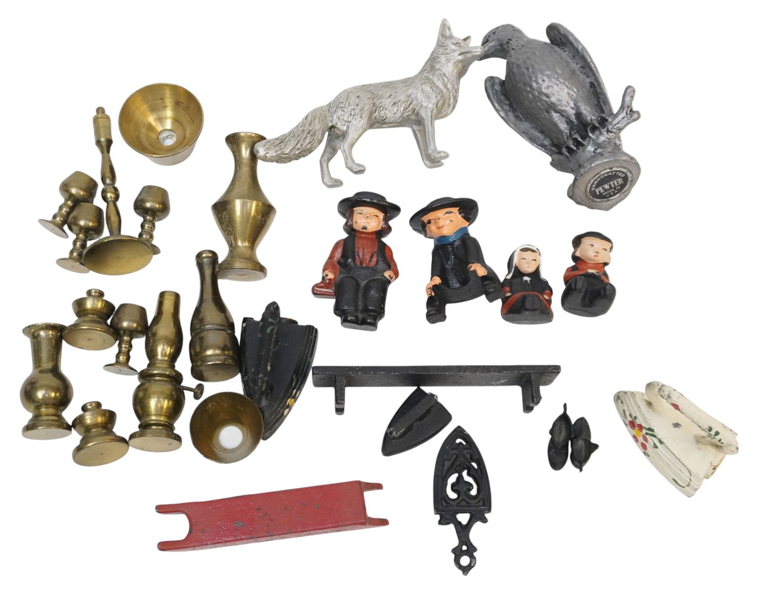 24 VINTAGE MINIATURE BRASS, PEWTER, AND IRON PIECES (1 of 1)