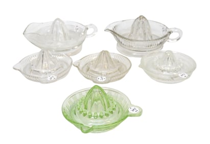 6 VINTAGE GLASS JUICERS