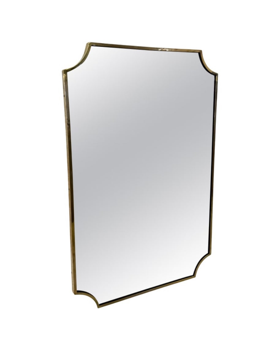LARGE ITALIAN STYLE BRASS BEVELED MIRROR (1 of 1)