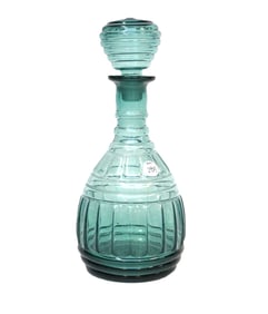 IMPERIAL GLASS CO. AQUAMARINE GENIE BOTTLE DECANTER