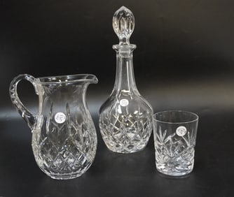 3 pc GORHAM CRYSTAL DECANTER - BLOCK PITCHER - GLASS