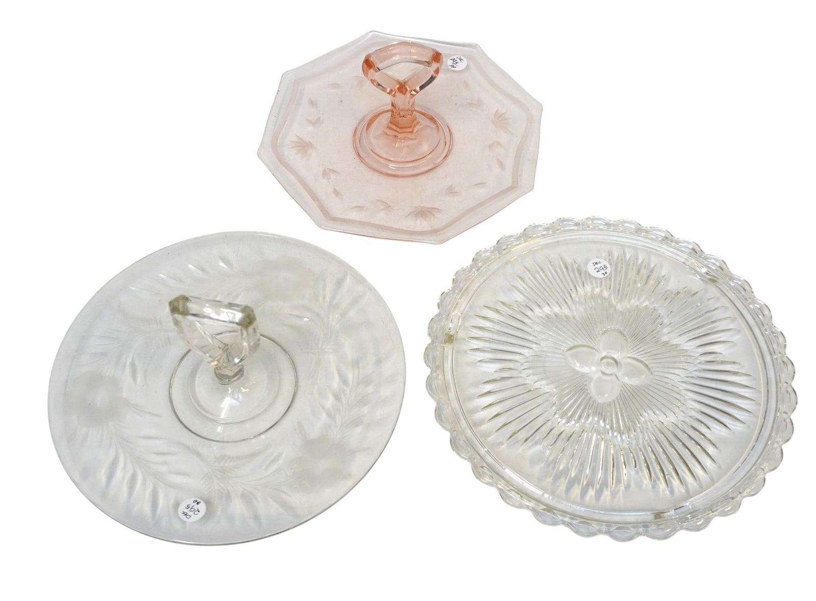 3 VINTAGE DEPRESSION GLASS CAKE & TIDBIT PLATES (1 of 3)