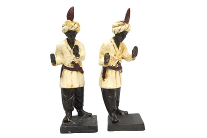 PAIR VINTAGE CAST IRON BLACKAMOOR BOOKENDS