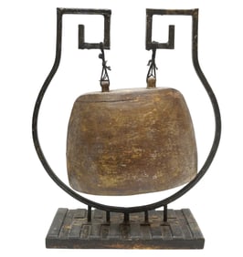 WOOD AND IRON TIBETAN TEMPLE BELL