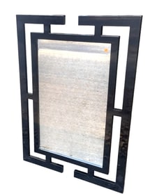 VINTAGE BLACK FRAME GEOMETRIC ART DECO WALL MIRROR