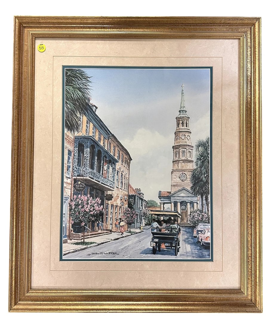 VINTAGE GORDON WHEELER CUSTOM FRAMED CHARLESTON PRINT (1 of 2)