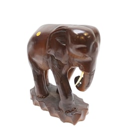 LARGE HAND CARVED TEAK ELEPHANT