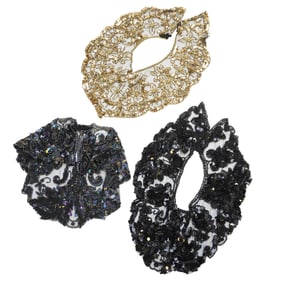 3 VINTAGE BEADED SEQUIN COLLARS