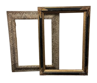 2 LARGE ANTIQUE WOOD CARVED FRAMES