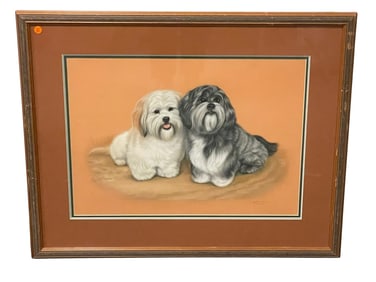ORIGINAL PASTEL PORTRAIT 2 LHASA APSO DOGS