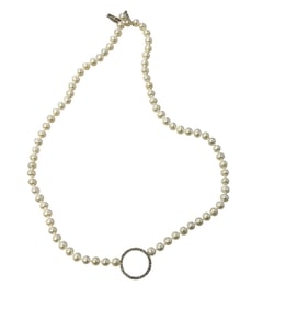 10K PEARL & DIAMOND COLLAR NECKLACE