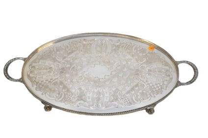 ANTIQUE VINERS SHEFFIELD ALPHA PLATE FOOTED TRAY