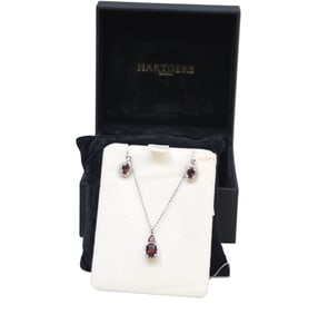 GARNET & DIAMOND NECKLACE & EARRINGS