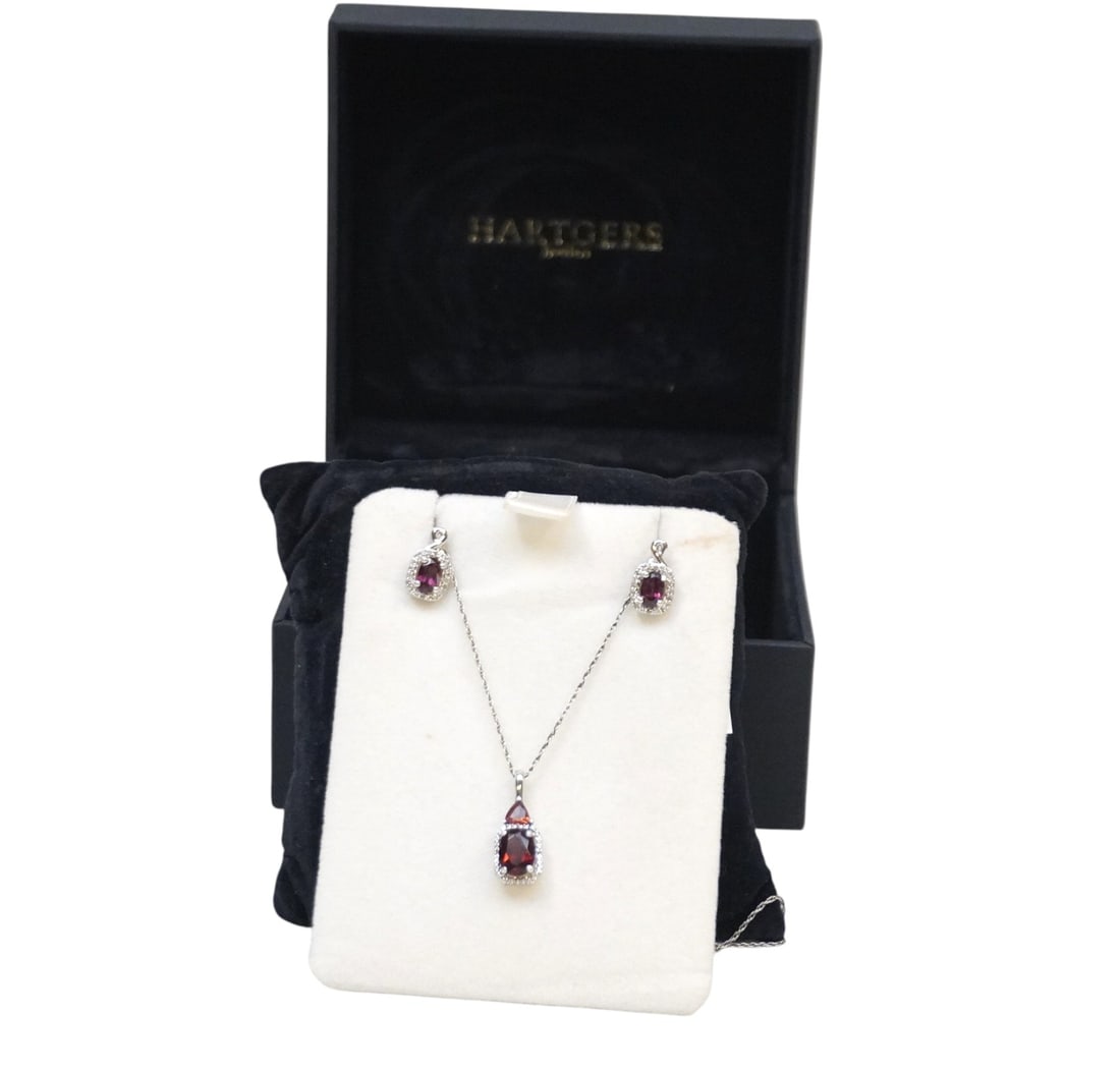 GARNET & DIAMOND NECKLACE & EARRINGS (1 of 5)