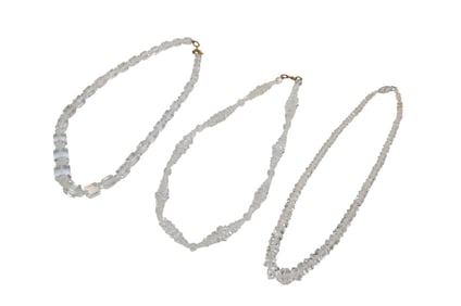 3 ART DECO ROCK CRYSTAL CARVED NECKLACE