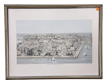 VINTAGE CHARLESTON SC 1850 FRAMED PRINT
