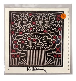 KEITH HARING SIGNED NUCLEAR BABY ILLUSTRATION TONY SHAFRAZI GALLERY