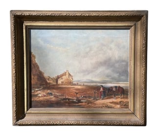 ANTIQUE COASTAL OIL ON CANVAS ATTRIBUTED WILLIAM COLLINS