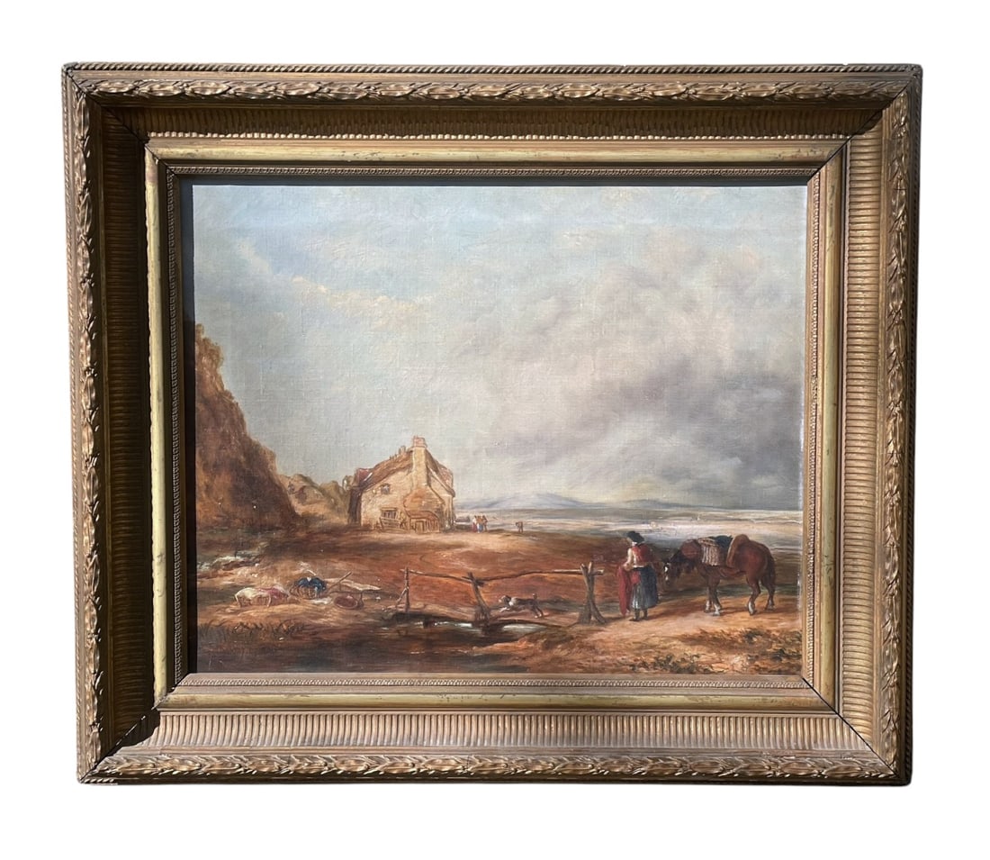 ANTIQUE COASTAL OIL ON CANVAS ATTRIBUTED WILLIAM COLLINS (1 of 3)