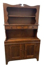 19TH C. TWO-PIECE COUNTRY PINE DRY SINK WITH HUTCH