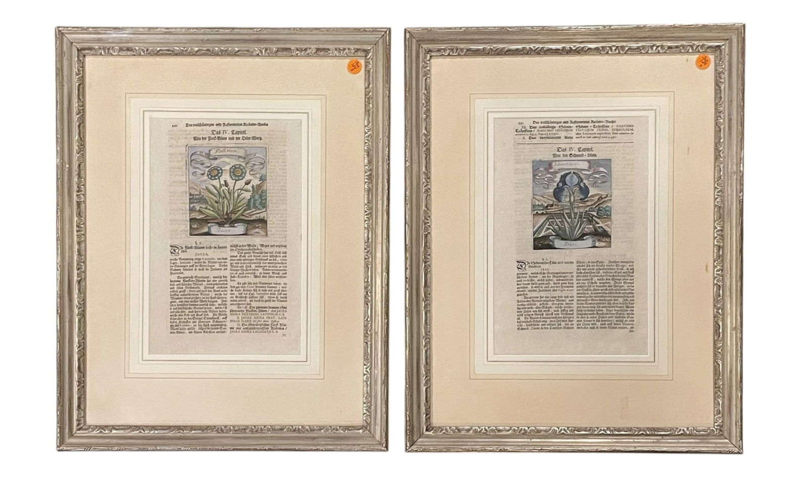 2 ANTIQUE 17TH C HAND COLORED COPPER PLATE ENGRAVINGS (1 of 3)