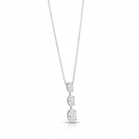 14K WHITE GOLD .90CT THREE STONE DROP DIAMOND NECKLACE