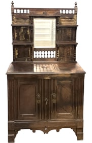 19th C SOLID OAK QUAKER CITY PARLOR ICE BOX BUFFET