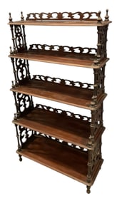 ANTIQUE 5 TIER CARVED MAHOGANY ETAGERE