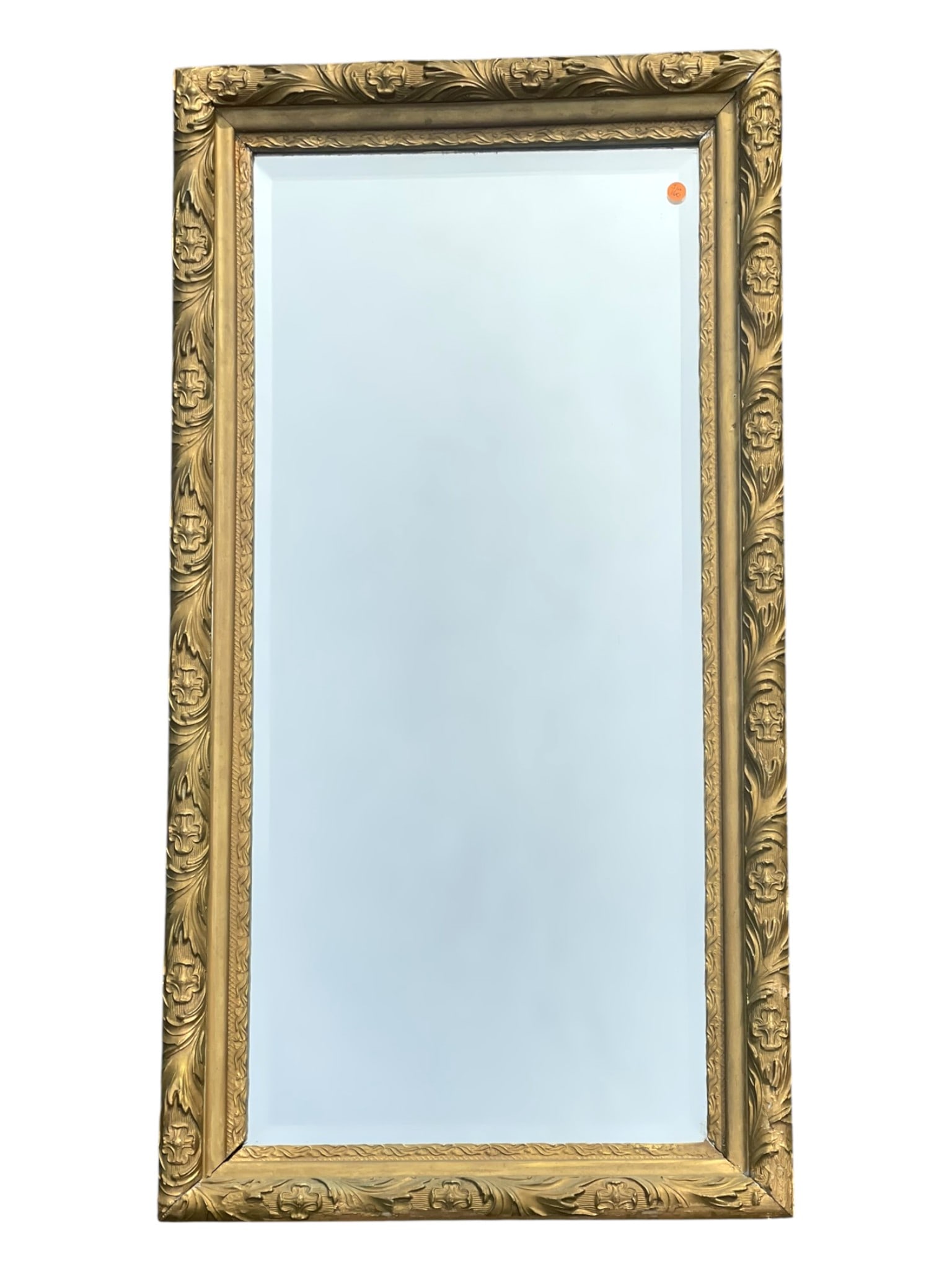 ANTIQUE CARVED GILT WOOD BEVELED MIRROR (1 of 3)