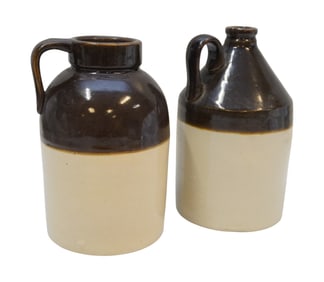 2 pc ANTIQUE STONEWARE OYSTER JUG & WHISKEY JUG