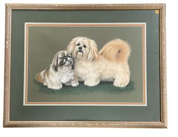 ORIGINAL PASTEL PORTRAIT 2 LHASA APSO DOGS