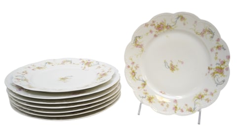 8 ANTIQUE SCHLEIGER HAVILAND LIMOGES FRANCE PLATES