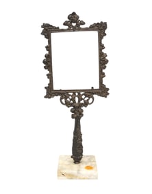 VICTORIAN IRON AND MARBLE PICTURE FRAME