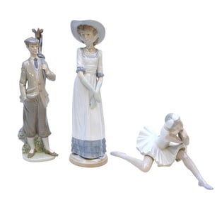 3 PC LLADRO PORCELAIN - SWAN LAKE - TEE OFF - GENTLE BREEZE