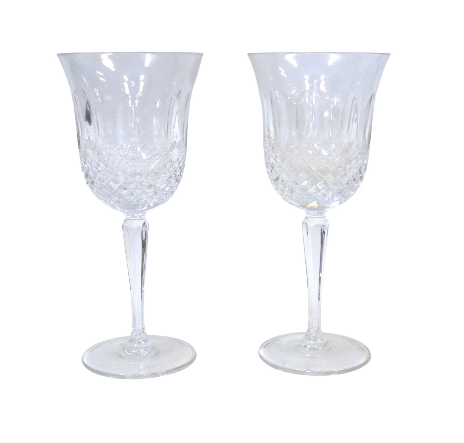 VINTAGE GORHAM CRYSTAL LADY MADISON WINE GOBLETS- A PAIR: Pair of Vintage Gorham Crystal Lady Madison Collection (1988-1993) Wine/Water Goblets. Glasses Measure 7 7/8" x 3 5/8". Approx. Weight 2 lbs.