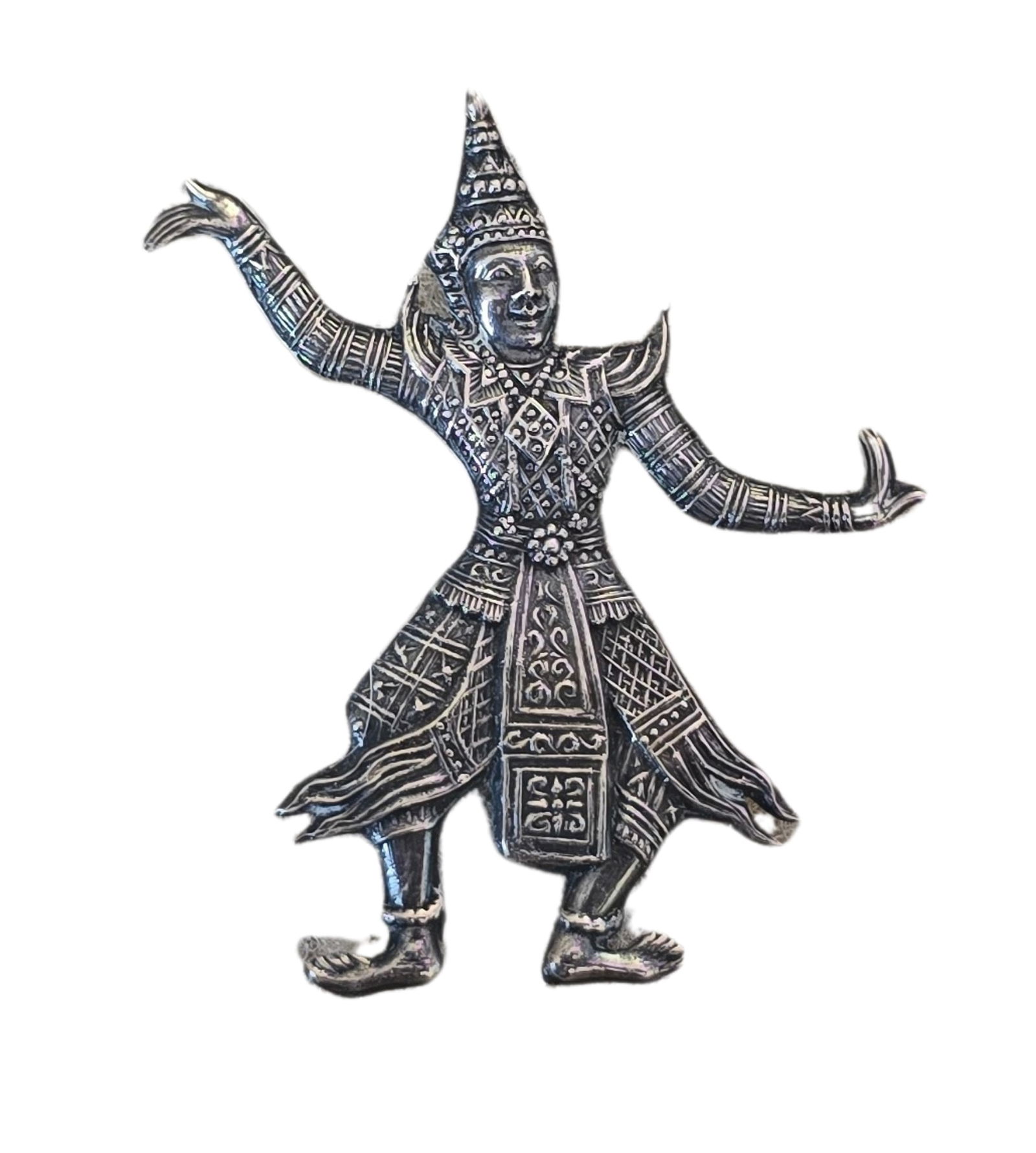 VINTAGE THAI SIAM STERLING SILVER TEMPLE DANCER BROOCH (1 of 2)